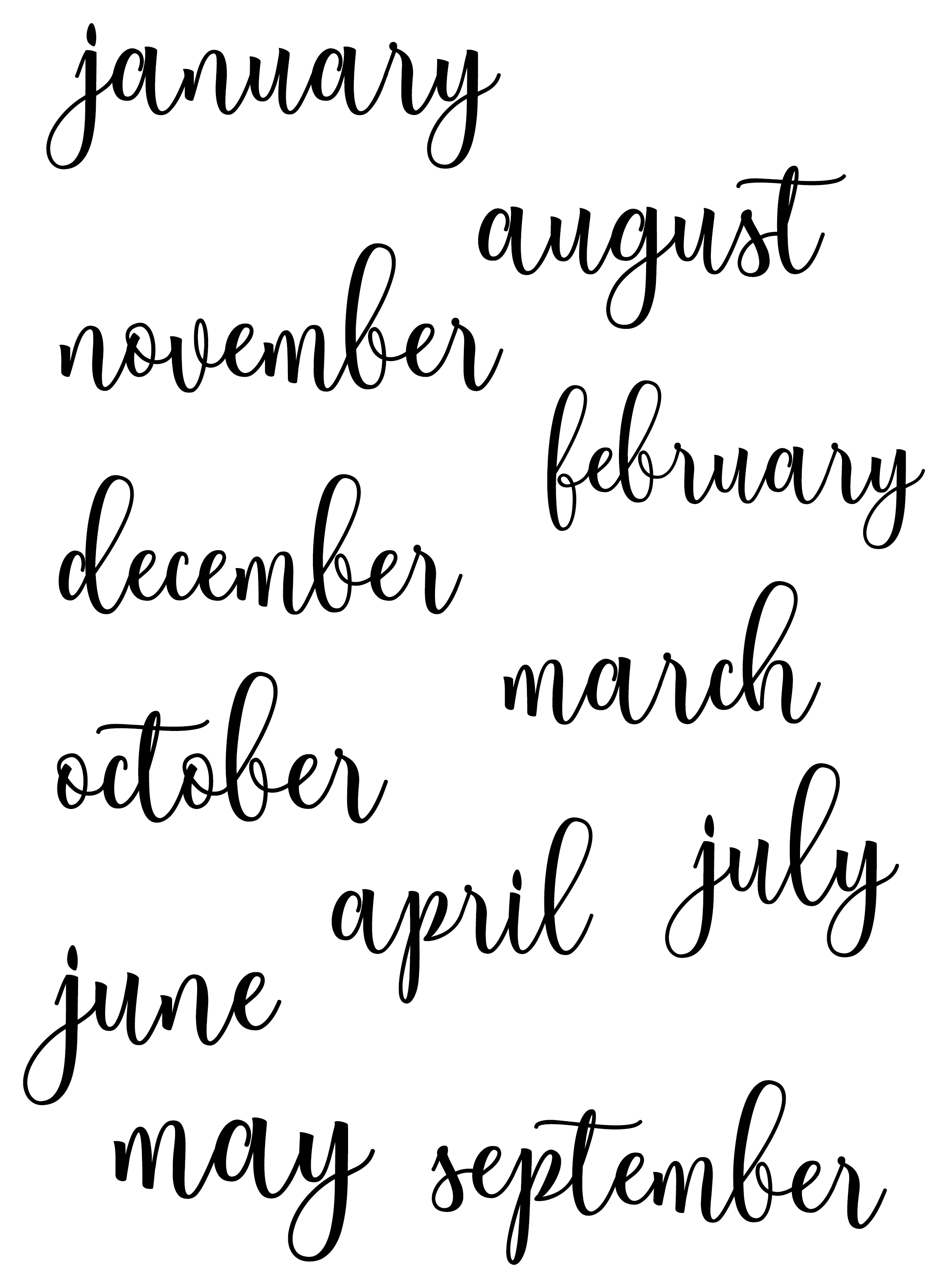 12months SVG cut file preview