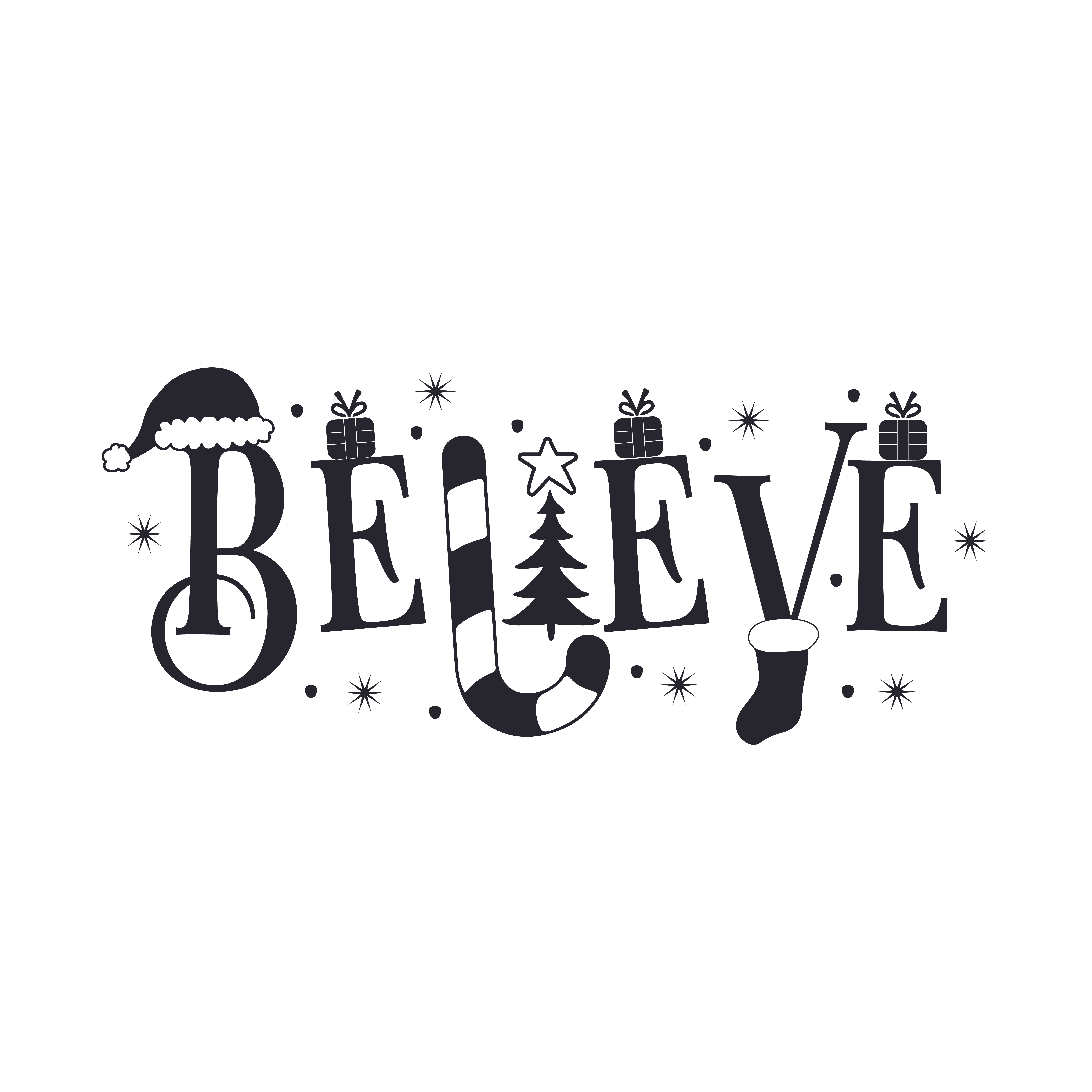 Believe Black vector design, free SVG download