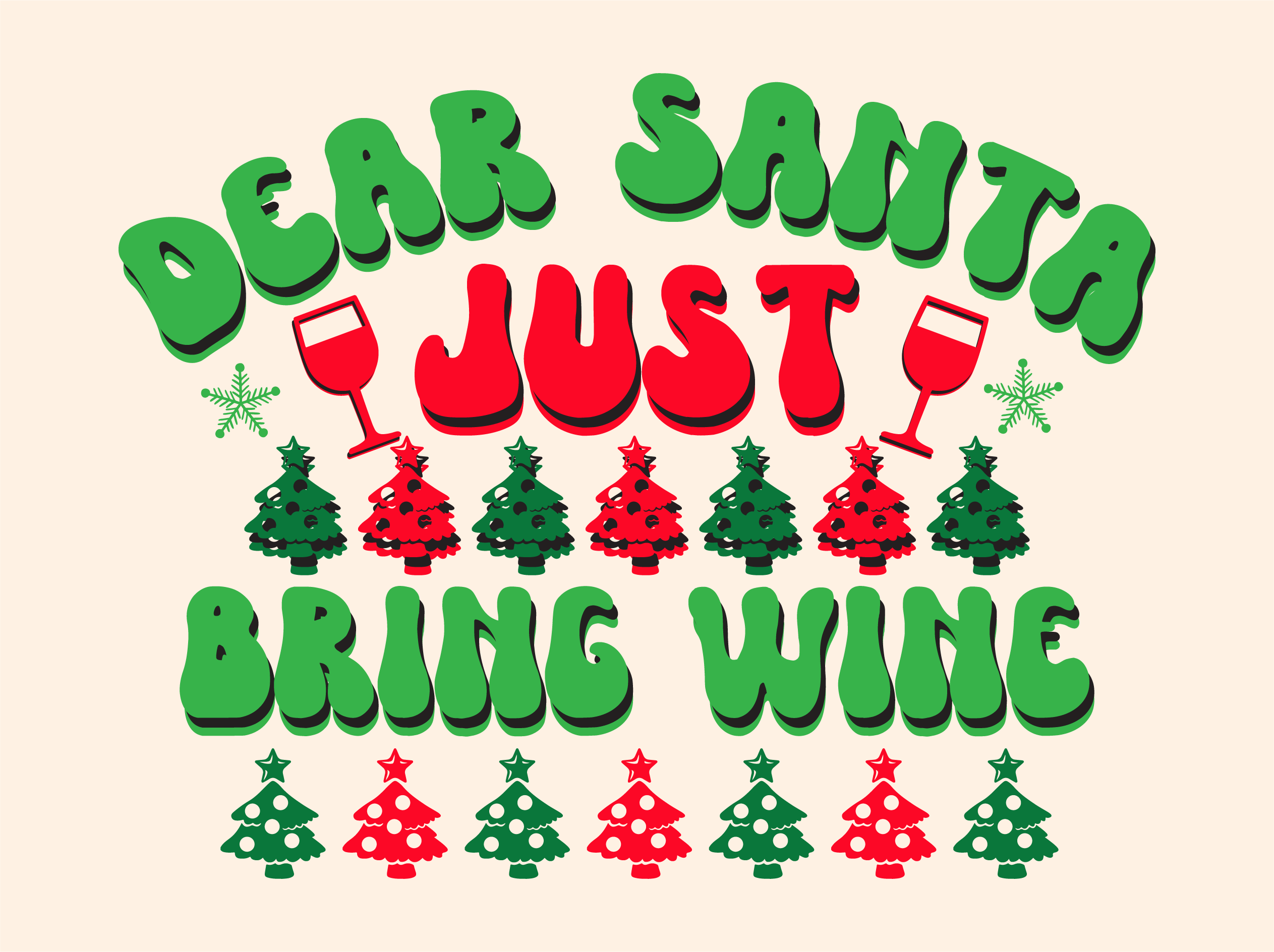 Dear Santa Just Bring Wine vector design, free SVG download