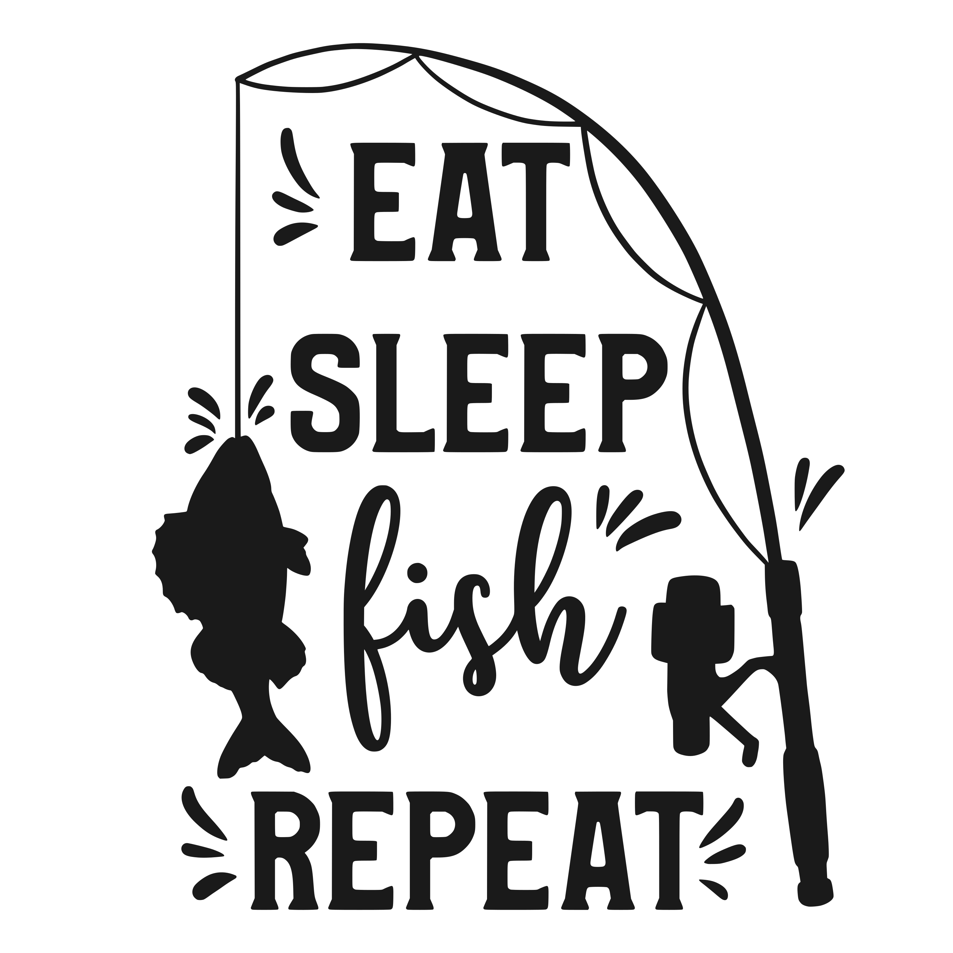 Eat Sleep Fish Repeat vector design, free SVG download