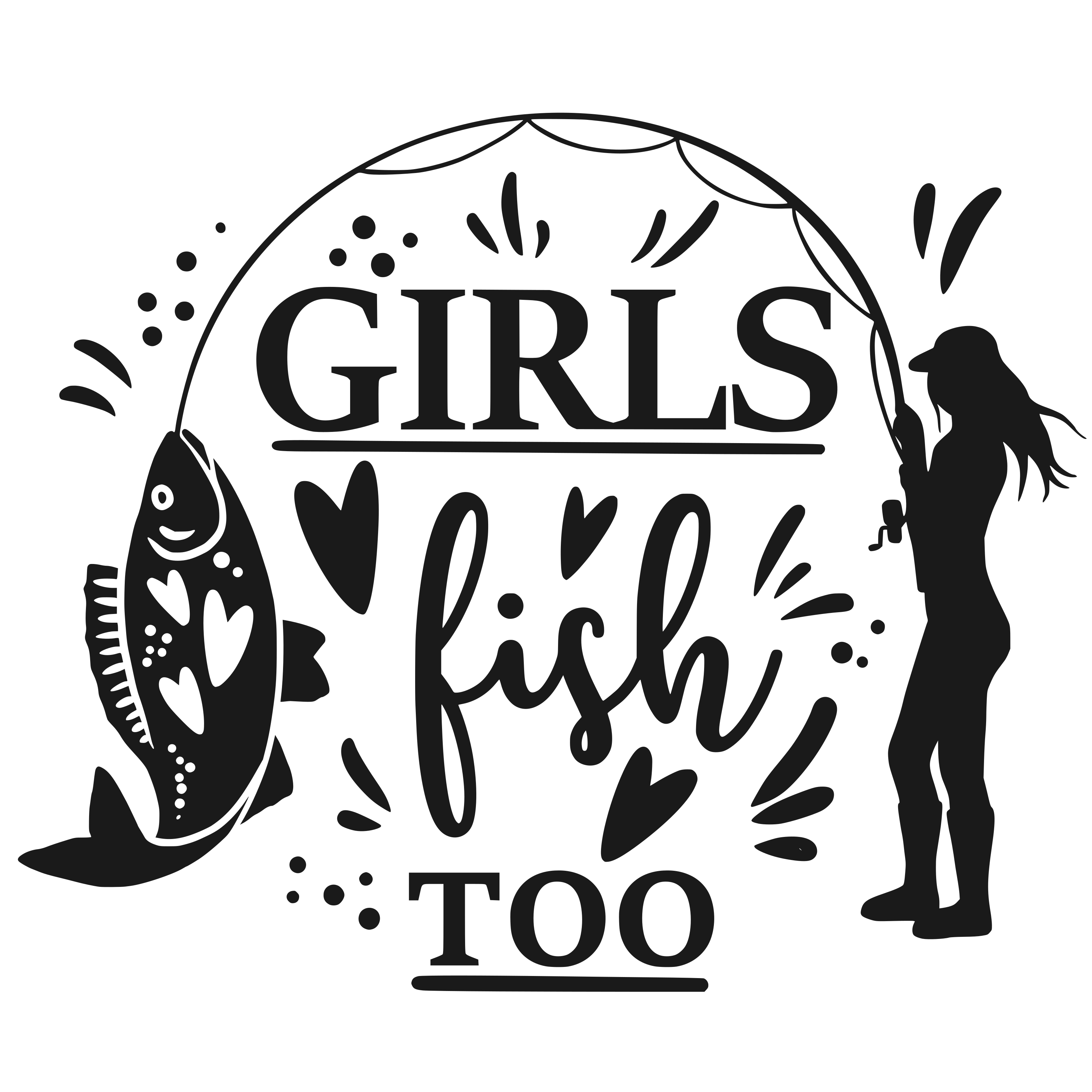 Girls Fish Too SVG cut file preview
