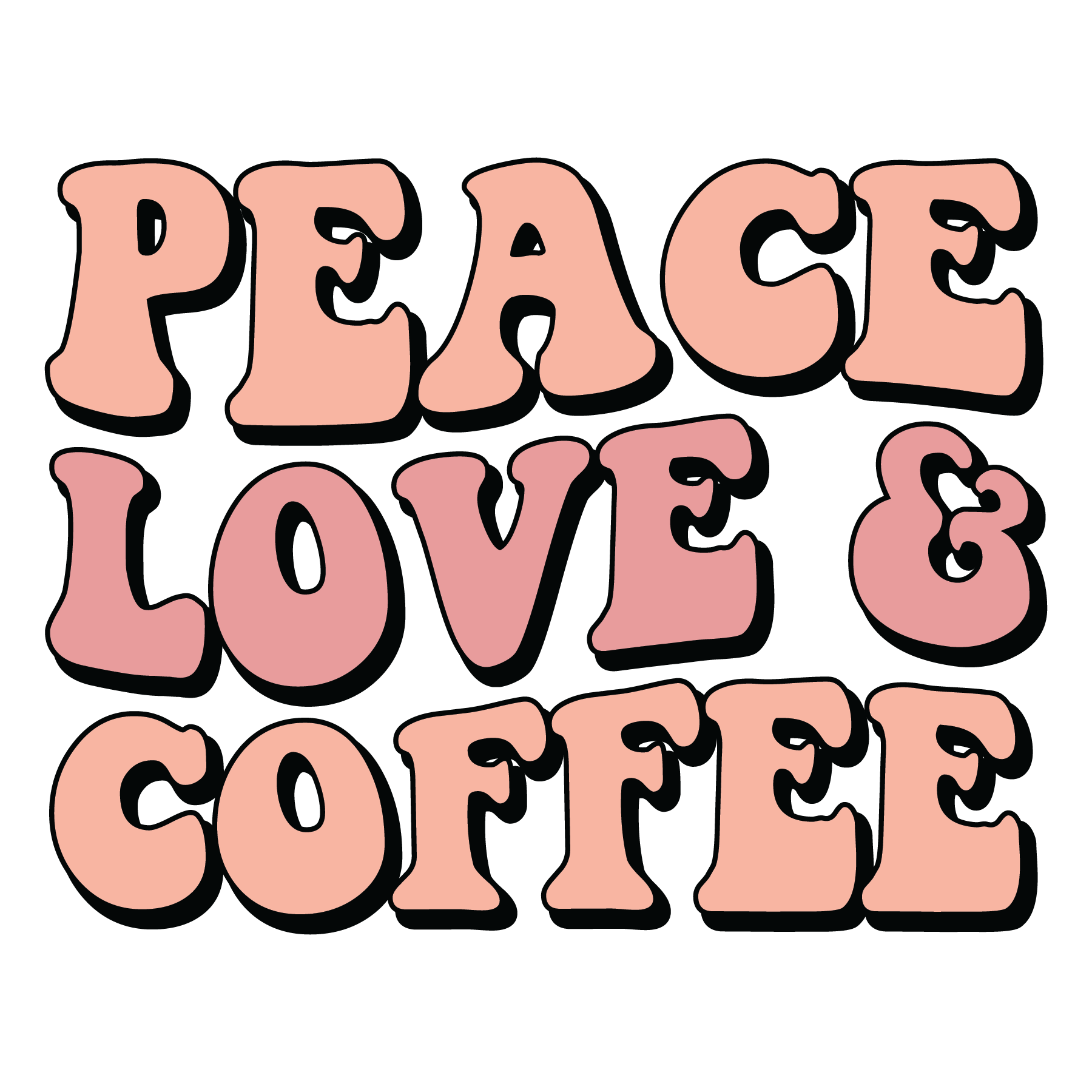 Retro Peace Love & Coffee vector design, free SVG download