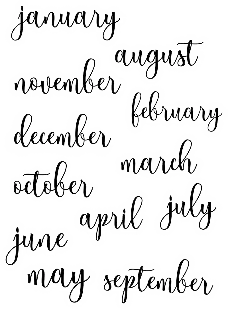 12months SVG cut file preview