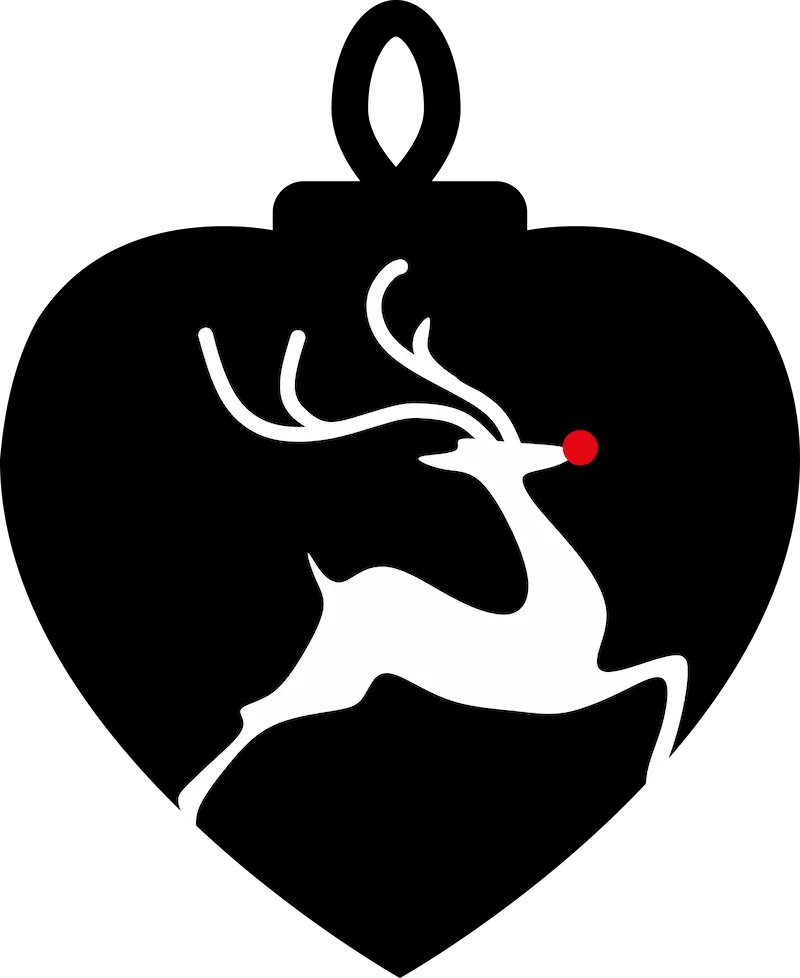 Heart Reindeer Bauble SVG cut file preview