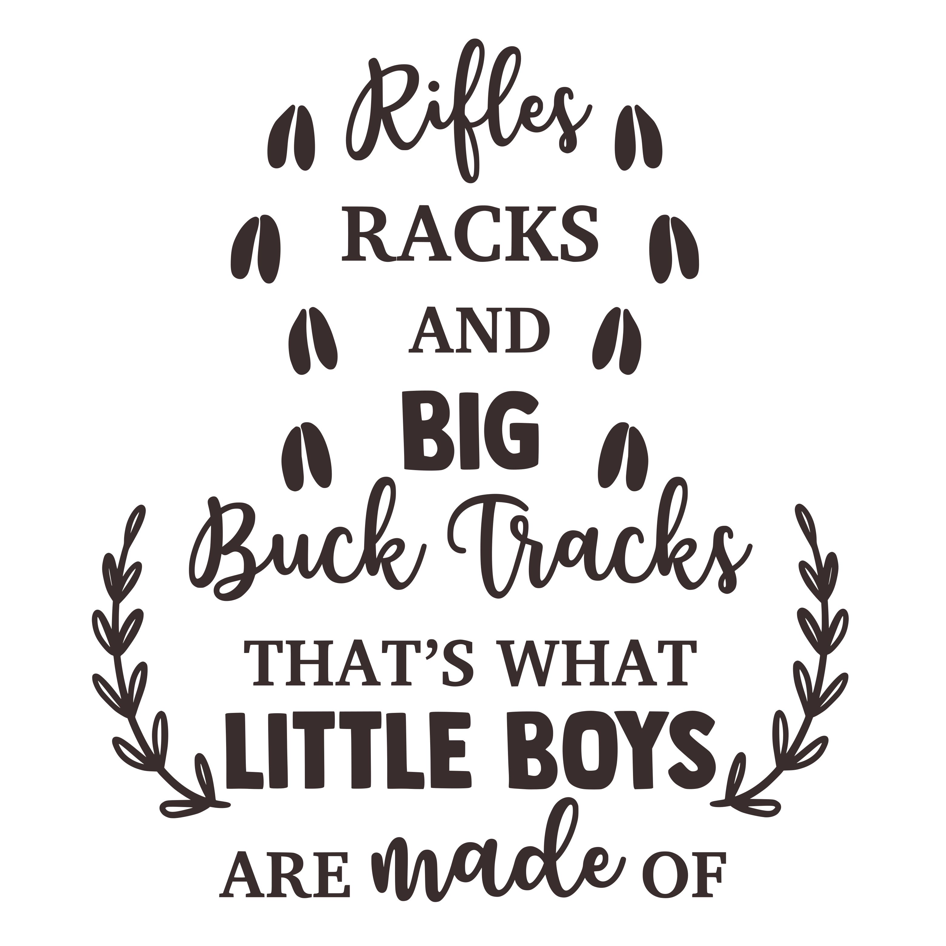 Rifles Racks and a Big Buck Tracks SVG cut file preview